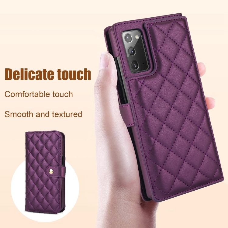 For Samsung Galaxy Note20 Crossbody Multifunction Rhombic Leather Phone Case