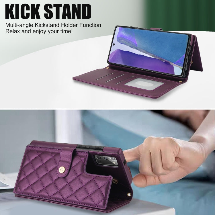 For Samsung Galaxy Note20 Crossbody Multifunction Rhombic Leather Phone Case
