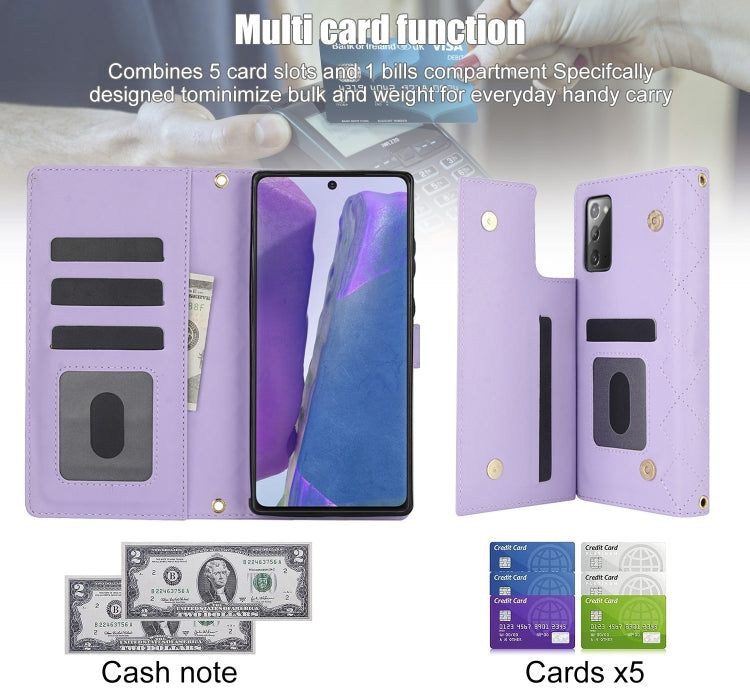 For Samsung Galaxy Note20 Crossbody Multifunction Rhombic Leather Phone Case