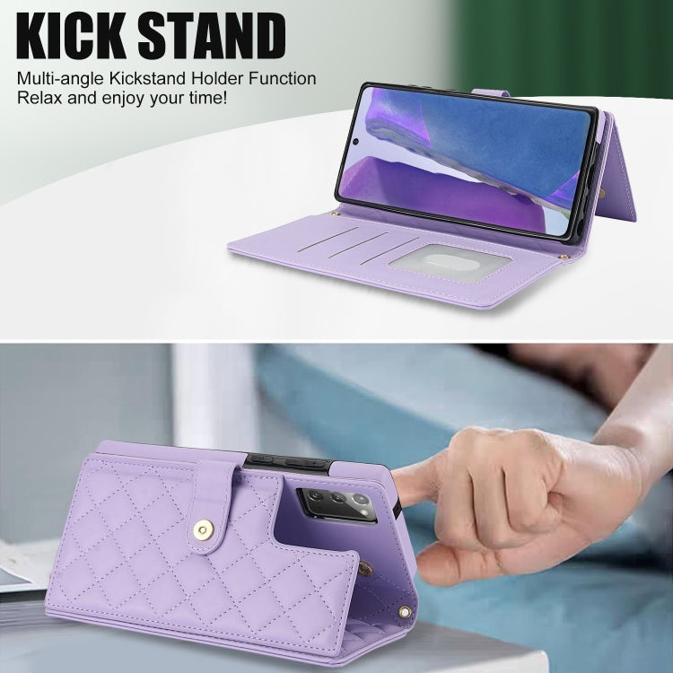 For Samsung Galaxy Note20 Crossbody Multifunction Rhombic Leather Phone Case