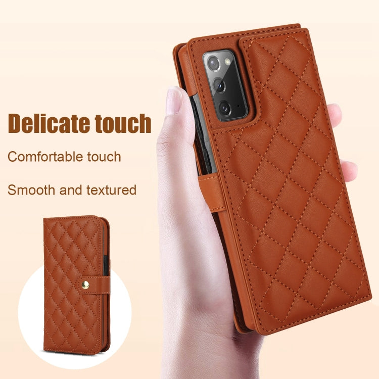 For Samsung Galaxy Note20 Crossbody Multifunction Rhombic Leather Phone Case