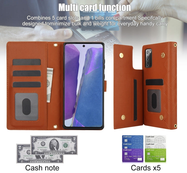 For Samsung Galaxy Note20 Crossbody Multifunction Rhombic Leather Phone Case