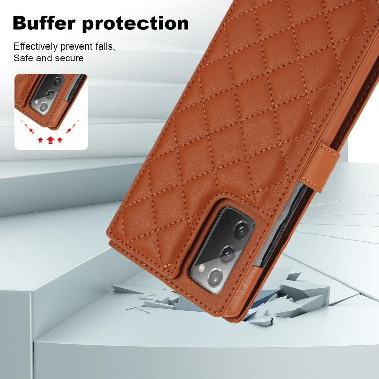 For Samsung Galaxy Note20 Crossbody Multifunction Rhombic Leather Phone Case