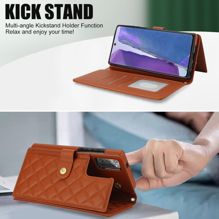 For Samsung Galaxy Note20 Crossbody Multifunction Rhombic Leather Phone Case