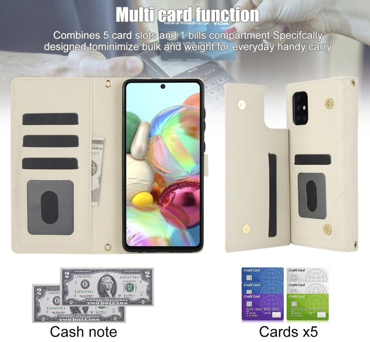 For Samsung Galaxy A71 4G Crossbody Multifunction Rhombic Leather Phone Case