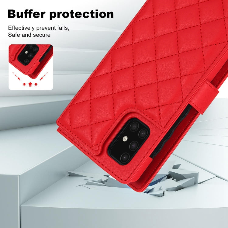 For Samsung Galaxy A71 4G Crossbody Multifunction Rhombic Leather Phone Case