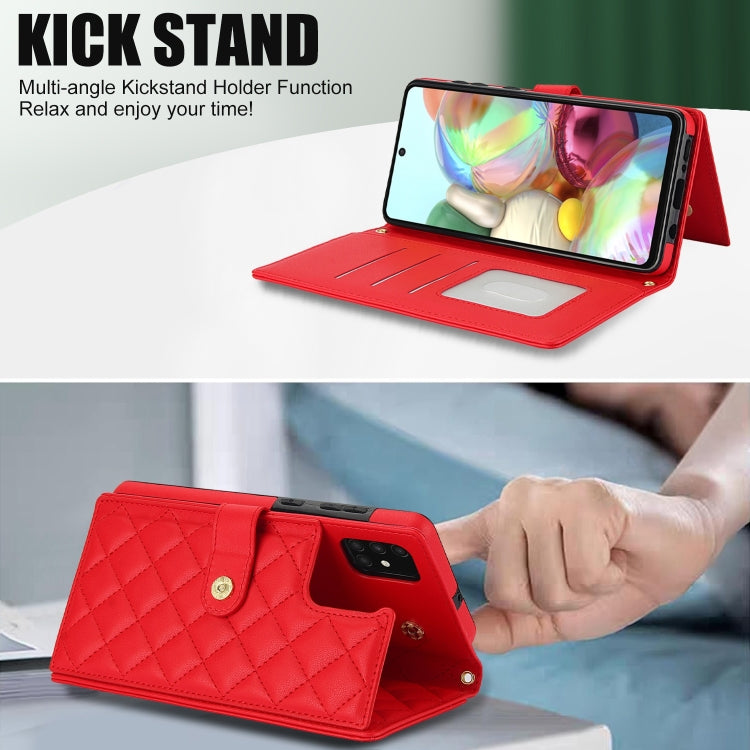 For Samsung Galaxy A71 4G Crossbody Multifunction Rhombic Leather Phone Case
