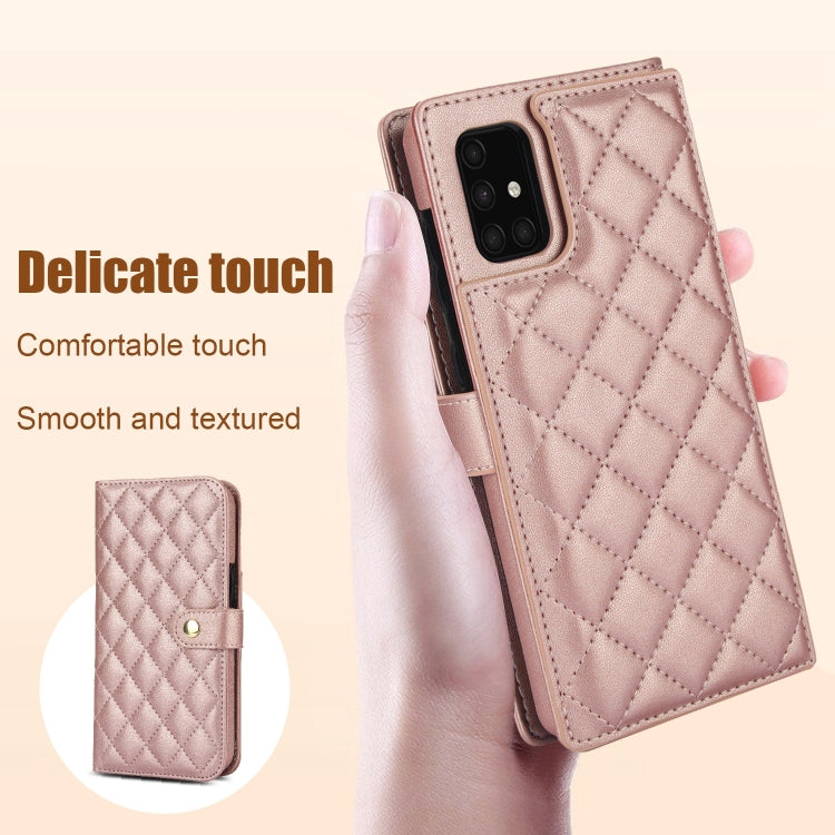 For Samsung Galaxy A71 4G Crossbody Multifunction Rhombic Leather Phone Case