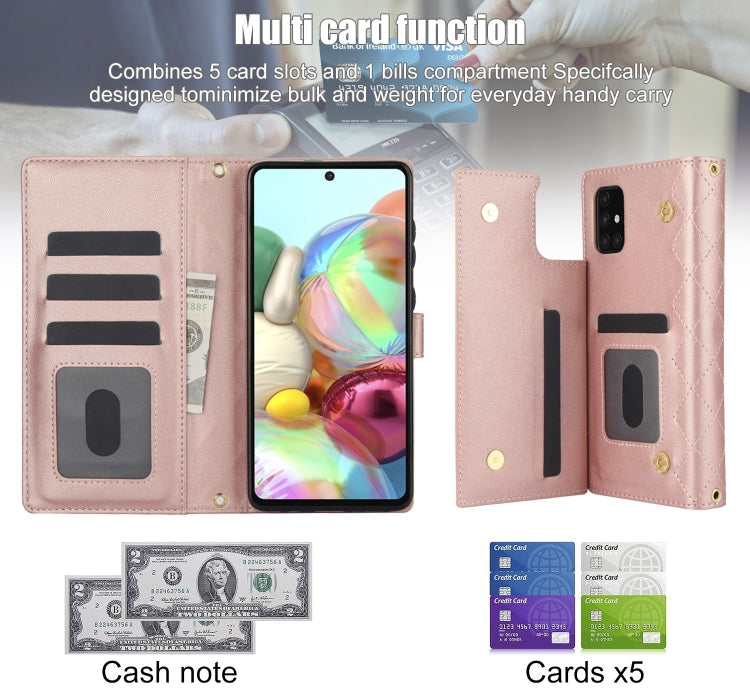 For Samsung Galaxy A71 4G Crossbody Multifunction Rhombic Leather Phone Case