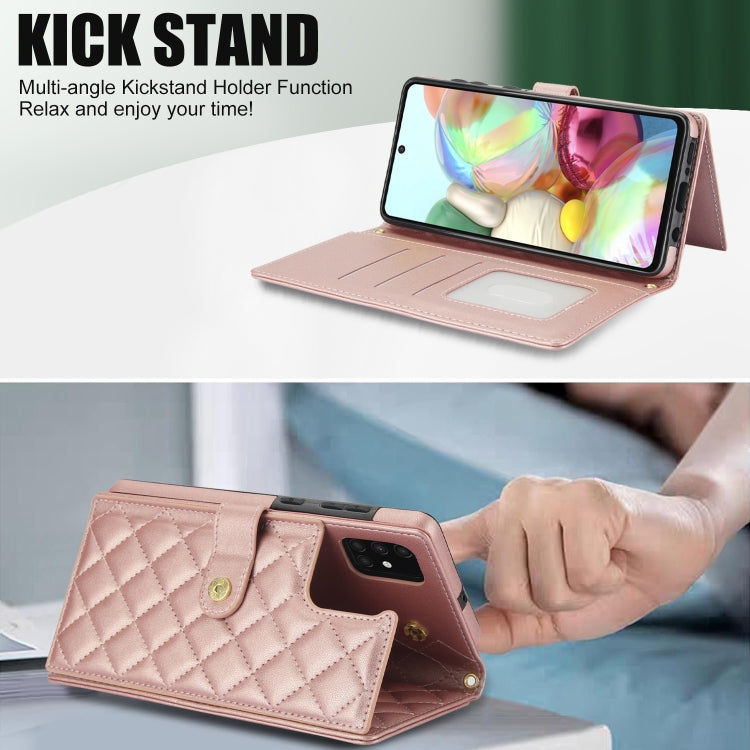 For Samsung Galaxy A71 4G Crossbody Multifunction Rhombic Leather Phone Case