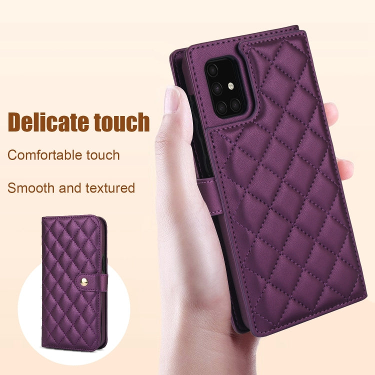 For Samsung Galaxy A71 4G Crossbody Multifunction Rhombic Leather Phone Case