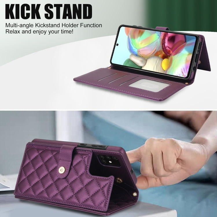 For Samsung Galaxy A71 4G Crossbody Multifunction Rhombic Leather Phone Case