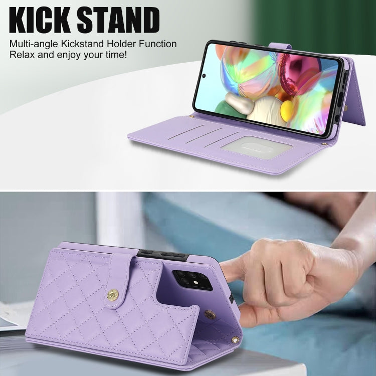 For Samsung Galaxy A71 4G Crossbody Multifunction Rhombic Leather Phone Case