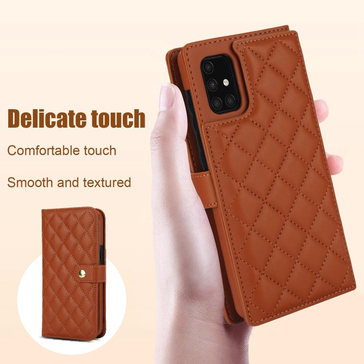For Samsung Galaxy A71 4G Crossbody Multifunction Rhombic Leather Phone Case