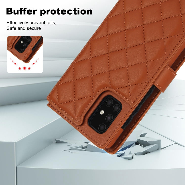 For Samsung Galaxy A71 4G Crossbody Multifunction Rhombic Leather Phone Case