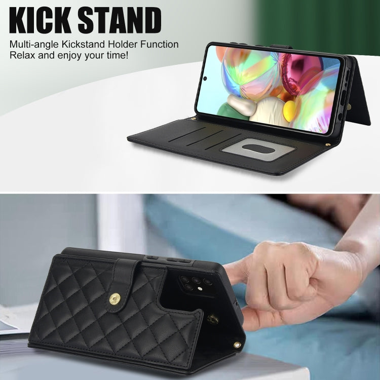 For Samsung Galaxy A51 4G Crossbody Multifunction Rhombic Leather Phone Case