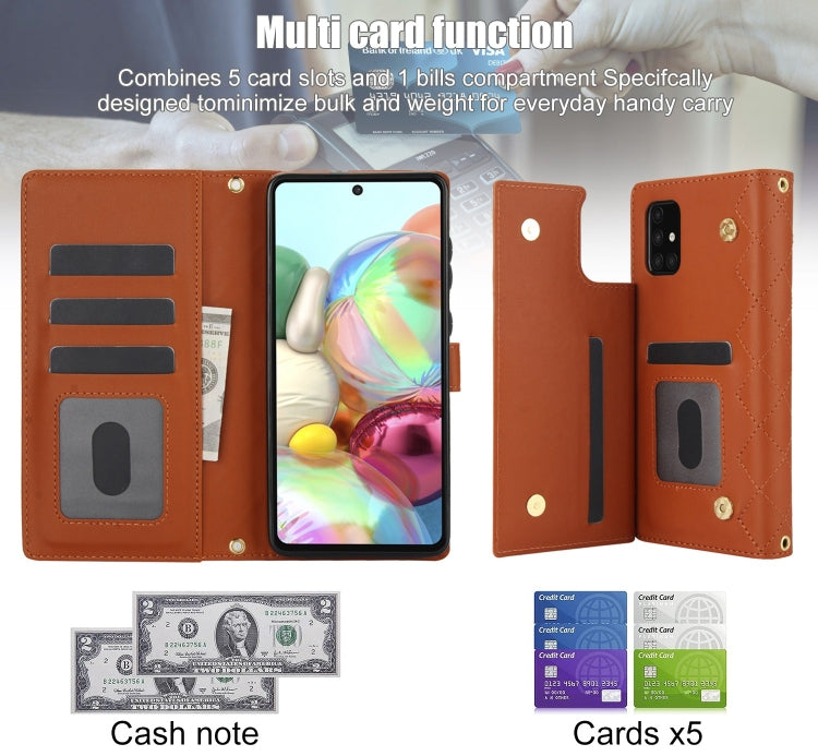 For Samsung Galaxy A51 4G Crossbody Multifunction Rhombic Leather Phone Case