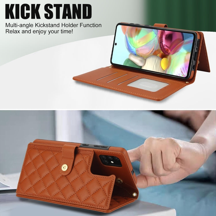 For Samsung Galaxy A51 4G Crossbody Multifunction Rhombic Leather Phone Case