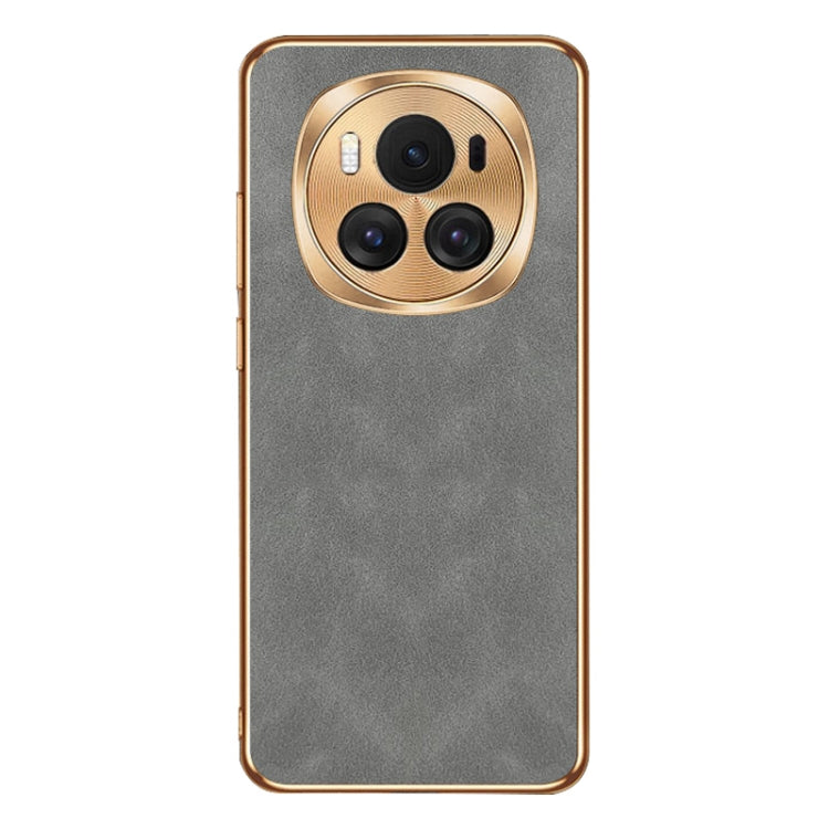 For Honor Magic6 Electroplating Lambskin Leather Phone Case