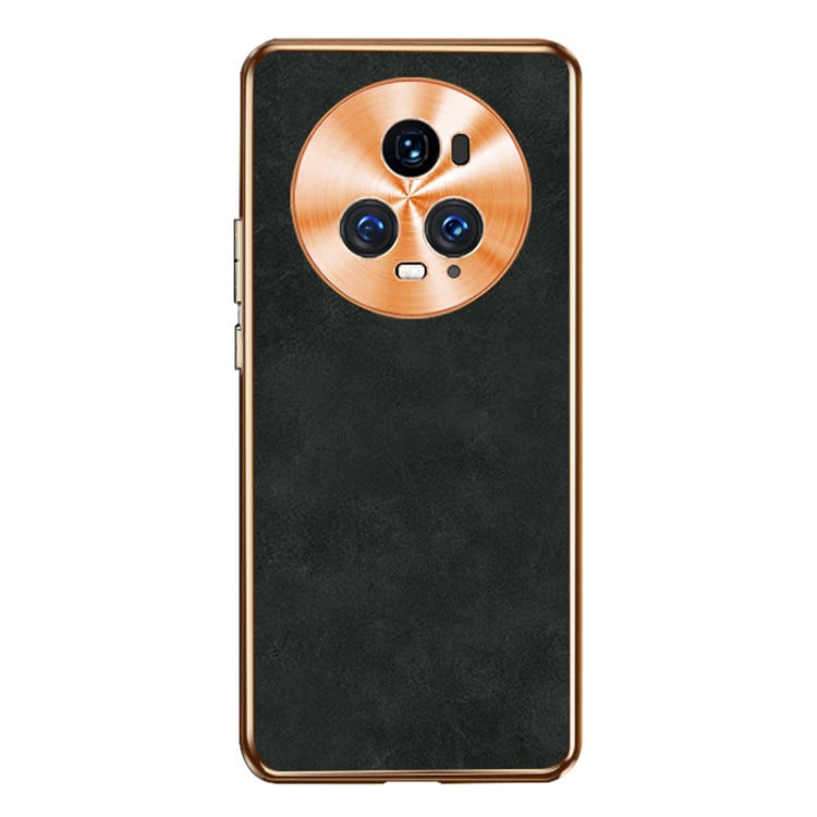For Honor Magic5 Pro Electroplating Lambskin Leather Phone Case