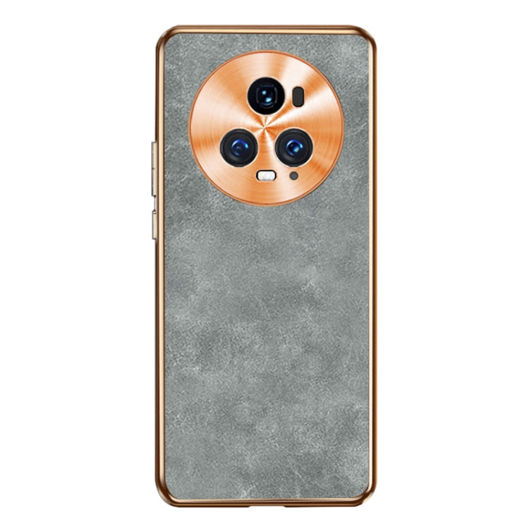 For Honor Magic5 Pro Electroplating Lambskin Leather Phone Case