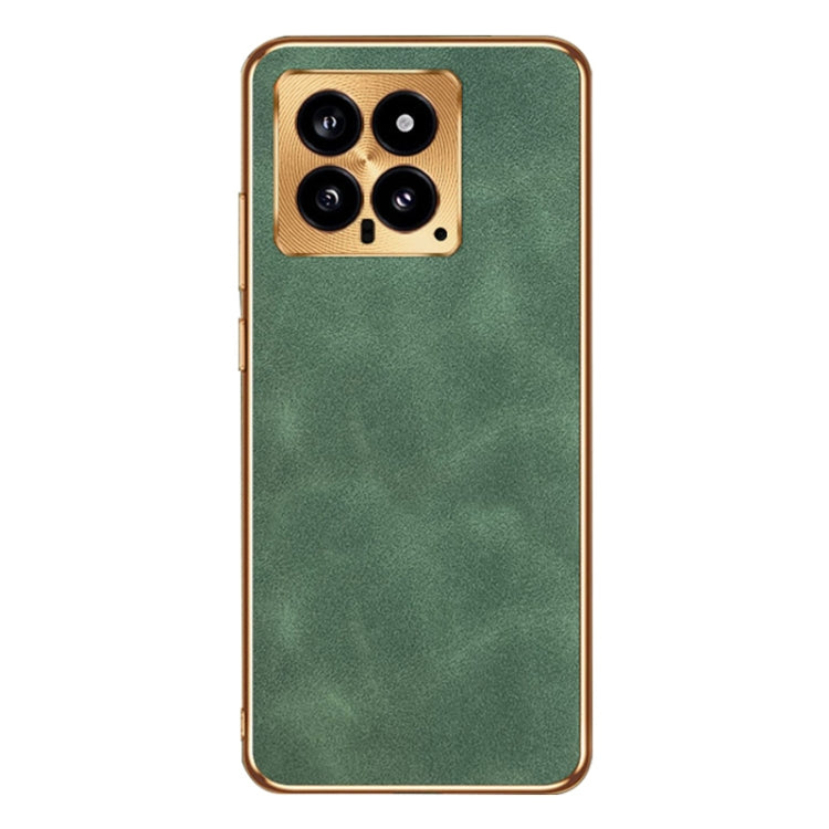 For Xiaomi 14 Electroplating Lambskin Leather Phone Case