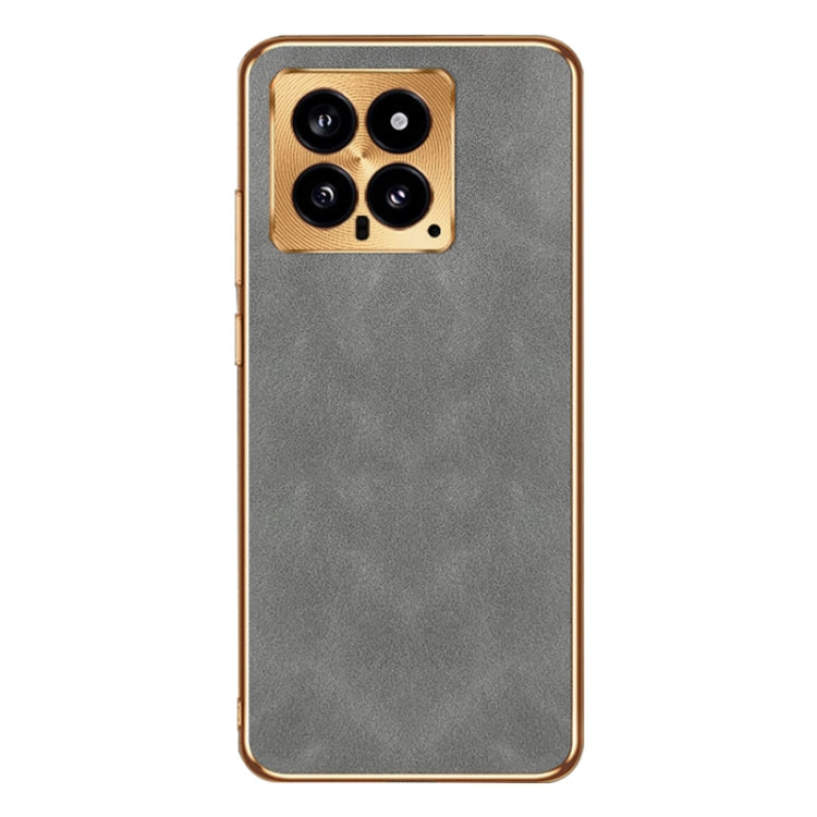 For Xiaomi 14 Electroplating Lambskin Leather Phone Case