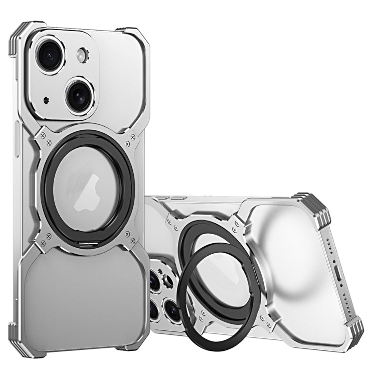 For iPhone 15 Mechanical Arm Borderless MagSafe Holder Metal Phone Case