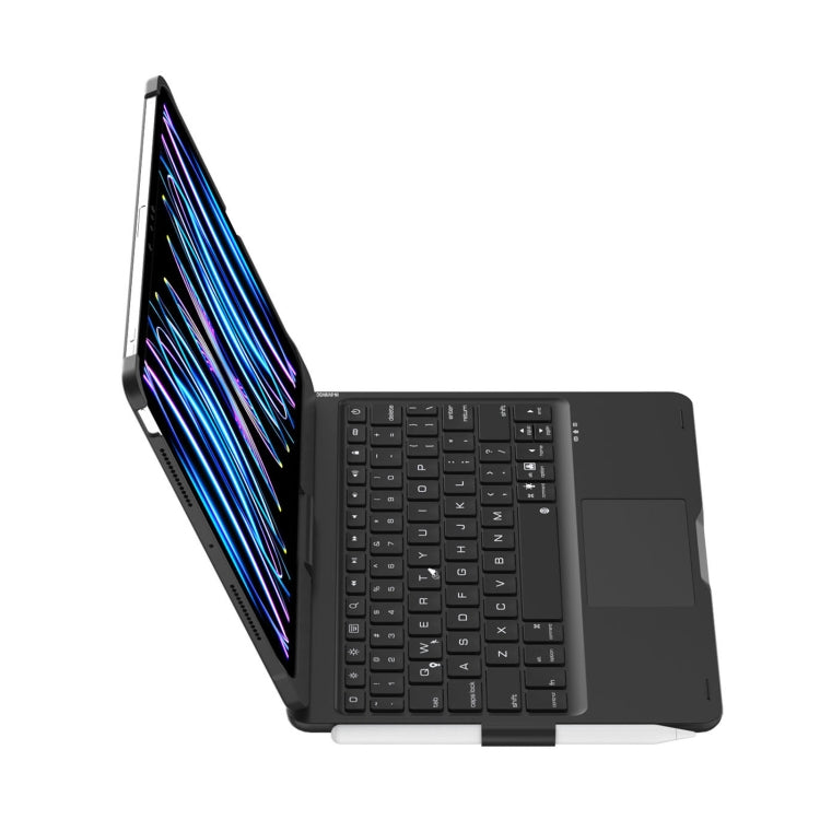 For iPad Pro 11 2024 F11AT 360 Degree Rotating Acrylic Bluetooth Keyboard Leather Case with Backlight - Black