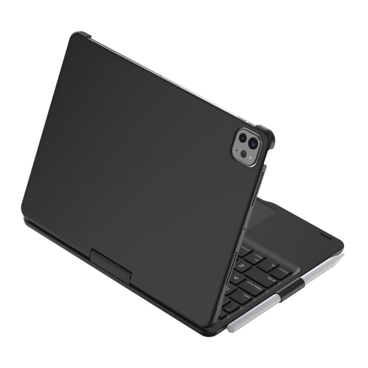 For iPad Pro 11 2024 F11AT 360 Degree Rotating Acrylic Bluetooth Keyboard Leather Case with Backlight - Black