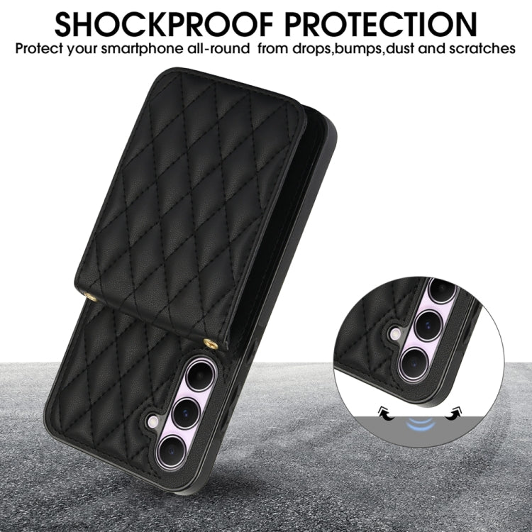 For Samsung Galaxy A55 5G YM015 Crossbody Rhombic Card Bag RFID Phone Case