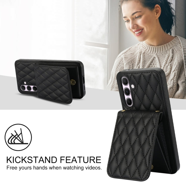 For Samsung Galaxy A55 5G YM015 Crossbody Rhombic Card Bag RFID Phone Case