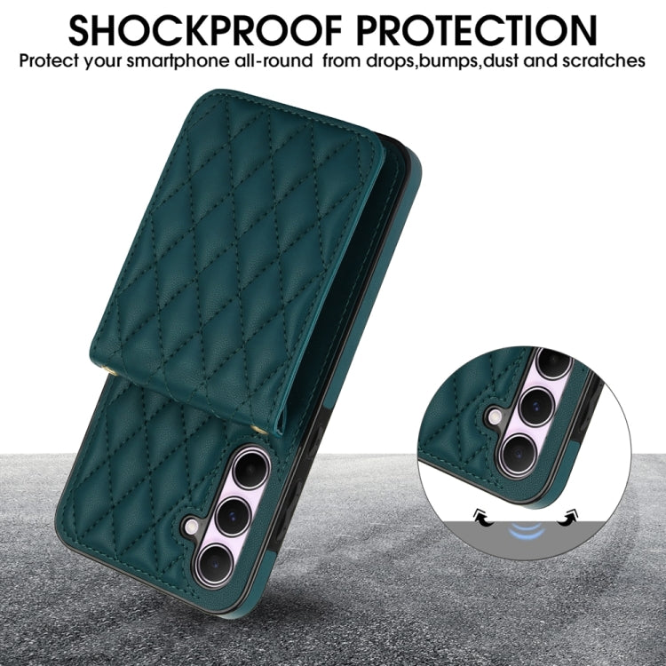 For Samsung Galaxy A55 5G YM015 Crossbody Rhombic Card Bag RFID Phone Case