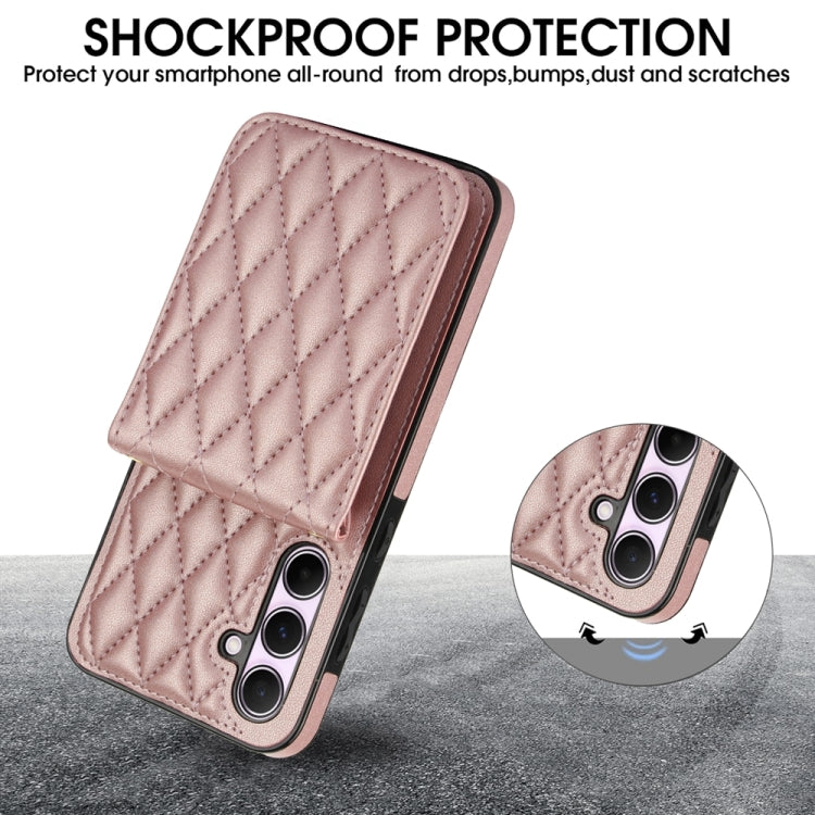 For Samsung Galaxy A55 5G YM015 Crossbody Rhombic Card Bag RFID Phone Case