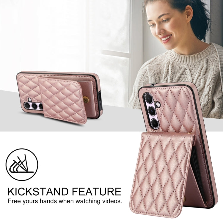 For Samsung Galaxy A55 5G YM015 Crossbody Rhombic Card Bag RFID Phone Case