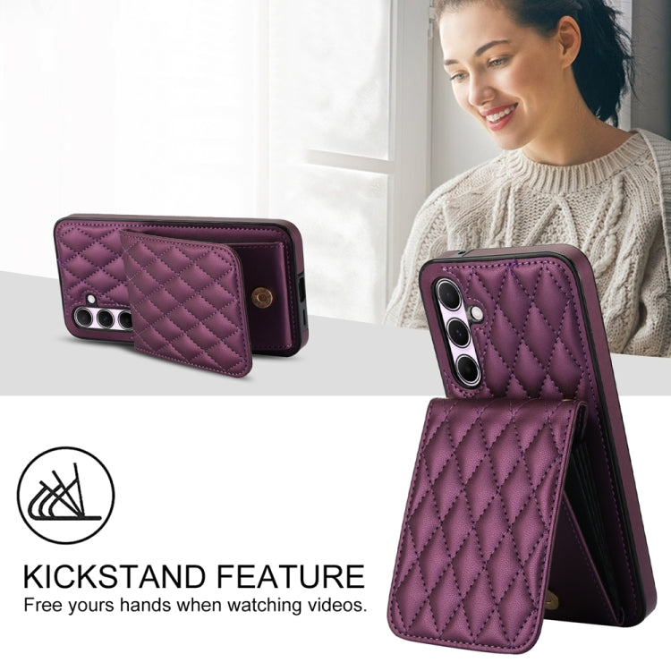 For Samsung Galaxy A55 5G YM015 Crossbody Rhombic Card Bag RFID Phone Case