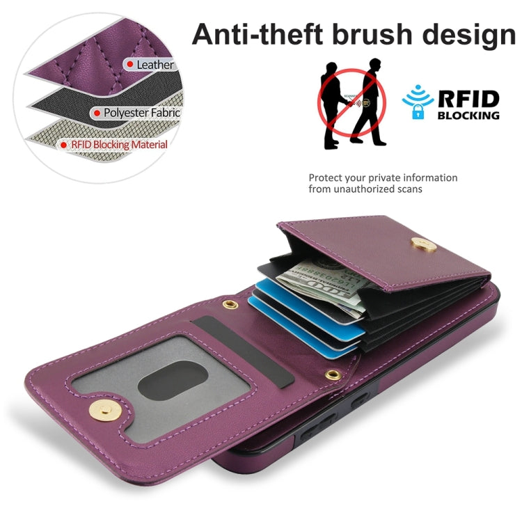 For Samsung Galaxy A55 5G YM015 Crossbody Rhombic Card Bag RFID Phone Case
