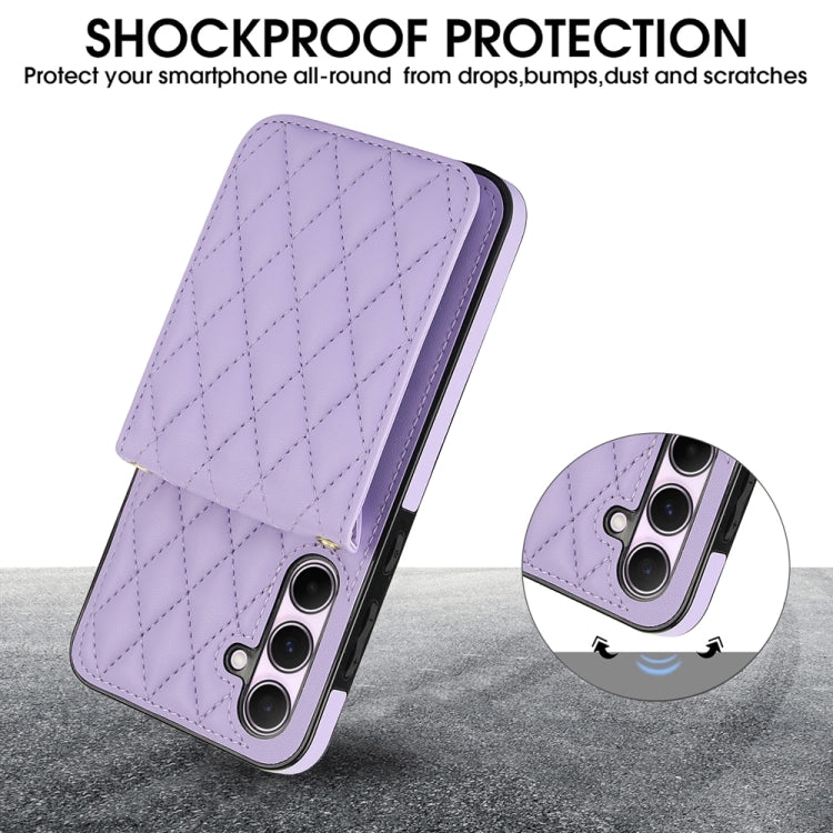 For Samsung Galaxy A55 5G YM015 Crossbody Rhombic Card Bag RFID Phone Case