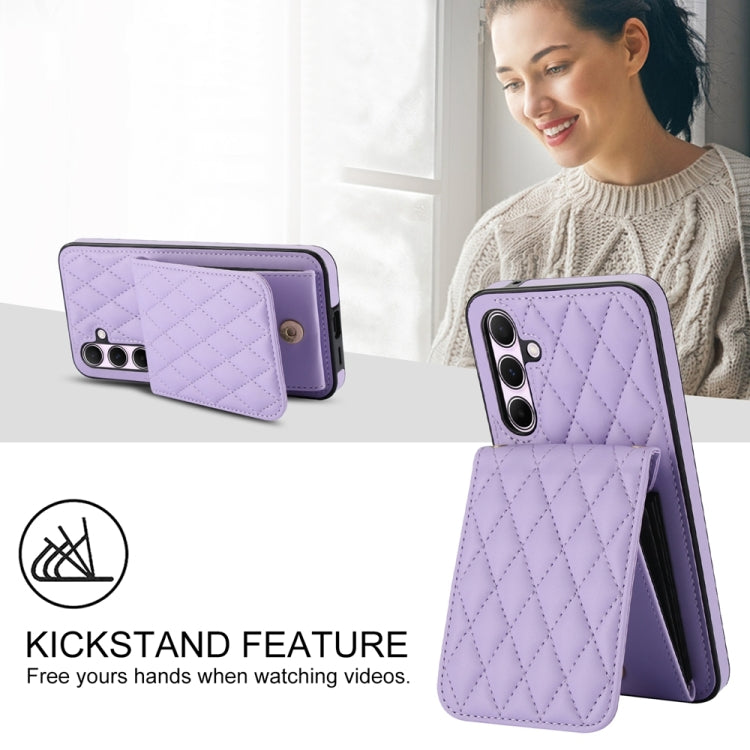 For Samsung Galaxy A55 5G YM015 Crossbody Rhombic Card Bag RFID Phone Case