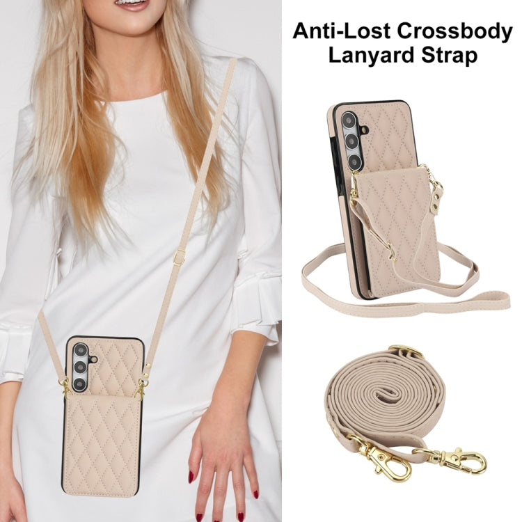 For Samsung Galaxy S24 5G YM015 Crossbody Rhombic Card Bag RFID Phone Case