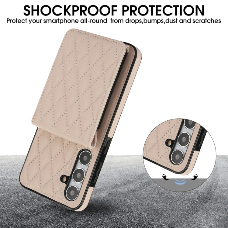 For Samsung Galaxy S24 5G YM015 Crossbody Rhombic Card Bag RFID Phone Case