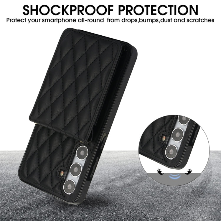 For Samsung Galaxy S24 5G YM015 Crossbody Rhombic Card Bag RFID Phone Case
