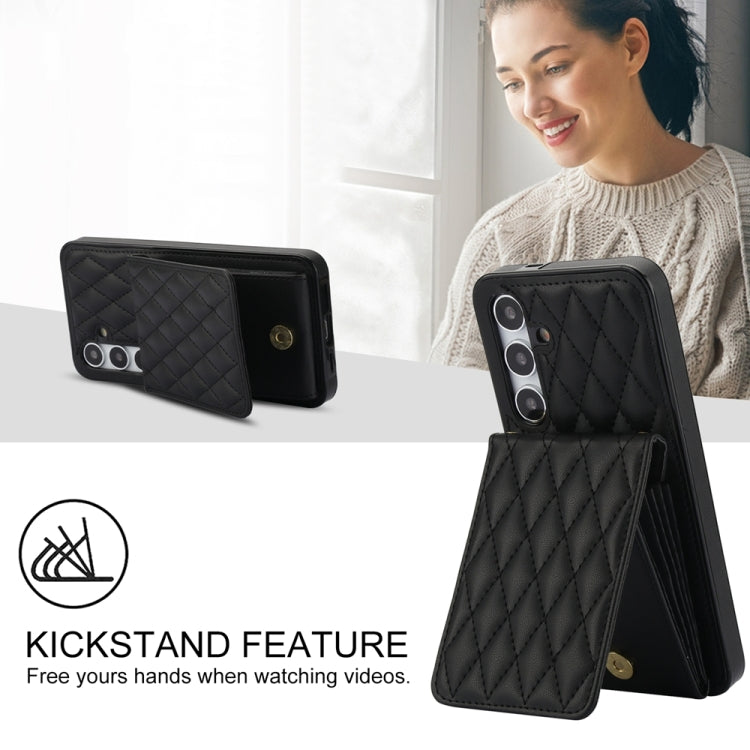 For Samsung Galaxy S24 5G YM015 Crossbody Rhombic Card Bag RFID Phone Case