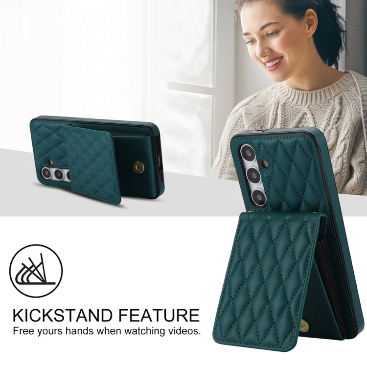 For Samsung Galaxy S24 5G YM015 Crossbody Rhombic Card Bag RFID Phone Case