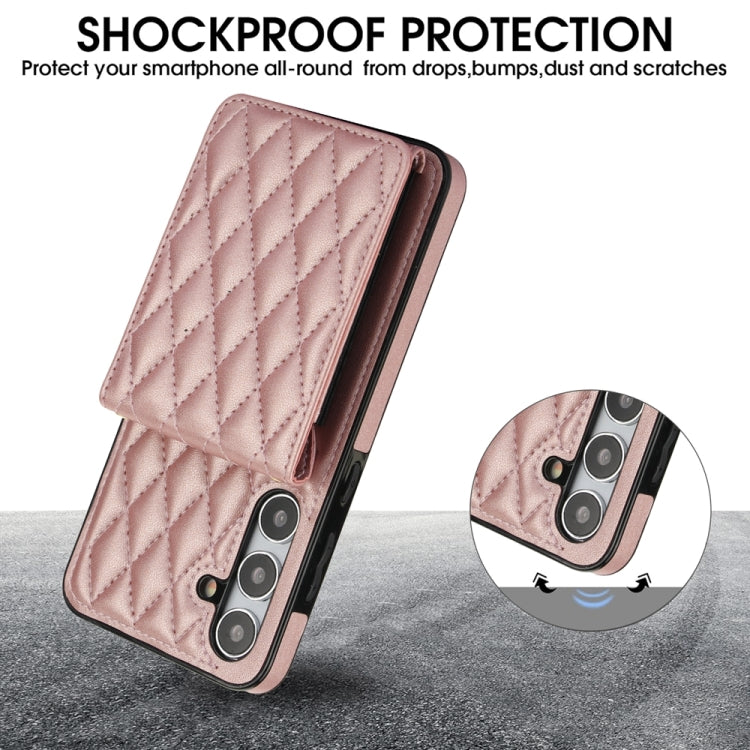 For Samsung Galaxy S24 5G YM015 Crossbody Rhombic Card Bag RFID Phone Case