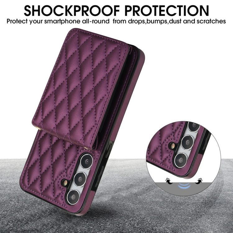 For Samsung Galaxy S24 5G YM015 Crossbody Rhombic Card Bag RFID Phone Case