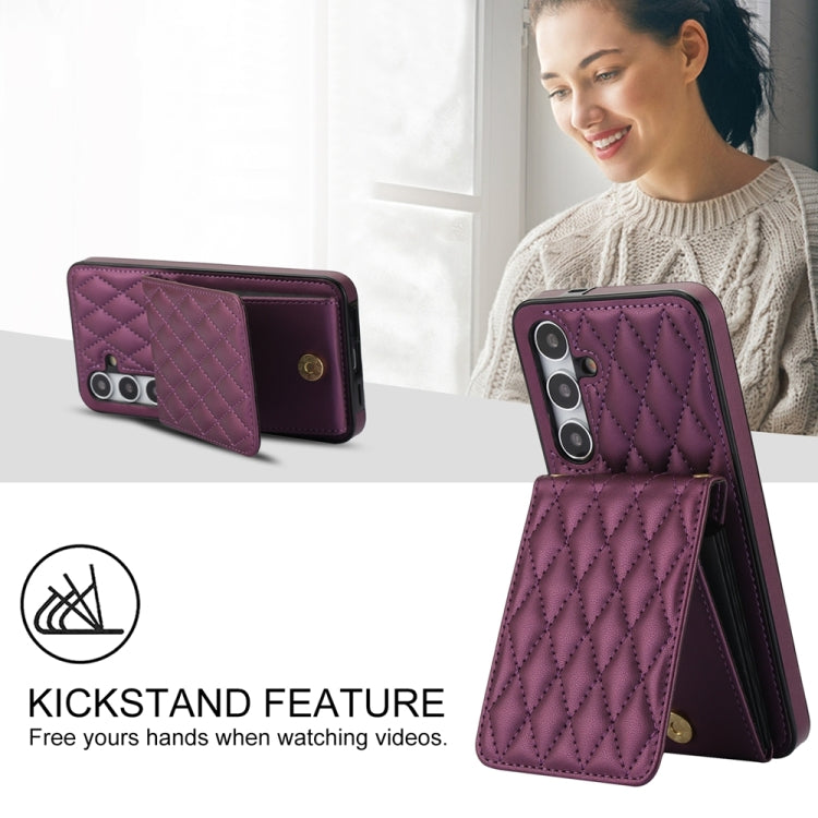 For Samsung Galaxy S24 5G YM015 Crossbody Rhombic Card Bag RFID Phone Case
