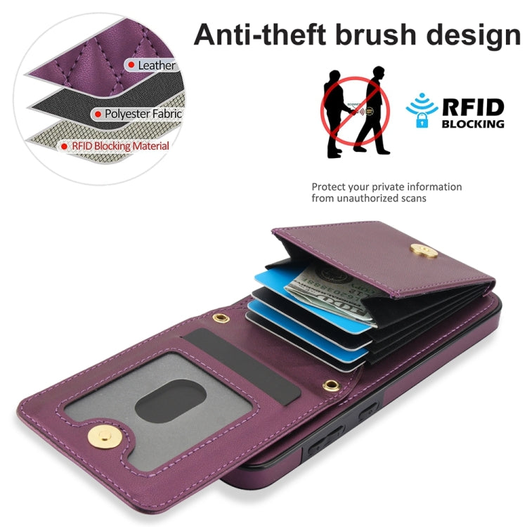 For Samsung Galaxy S24 5G YM015 Crossbody Rhombic Card Bag RFID Phone Case