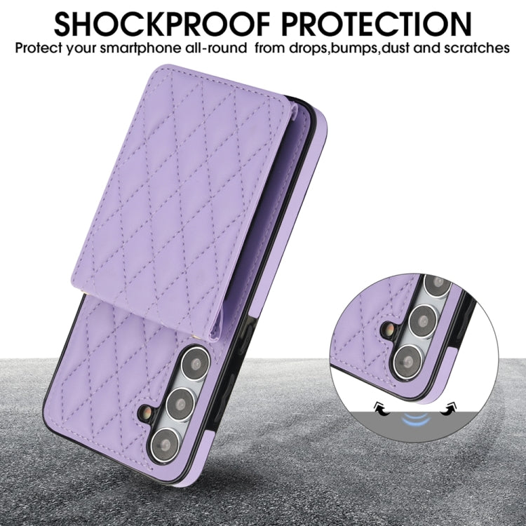 For Samsung Galaxy S24 5G YM015 Crossbody Rhombic Card Bag RFID Phone Case