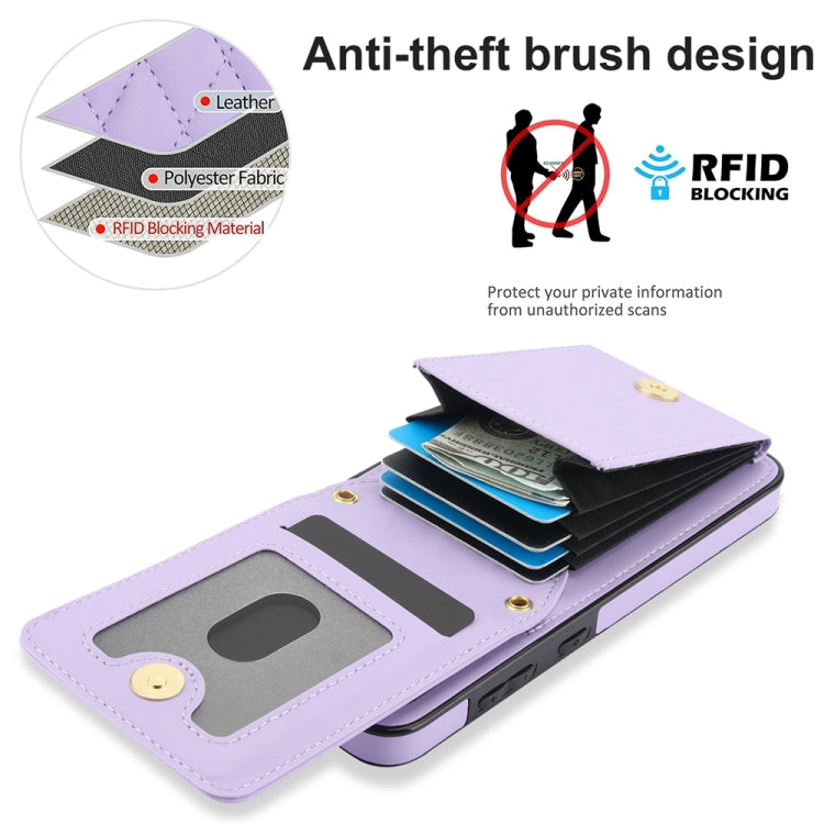 For Samsung Galaxy S24 5G YM015 Crossbody Rhombic Card Bag RFID Phone Case